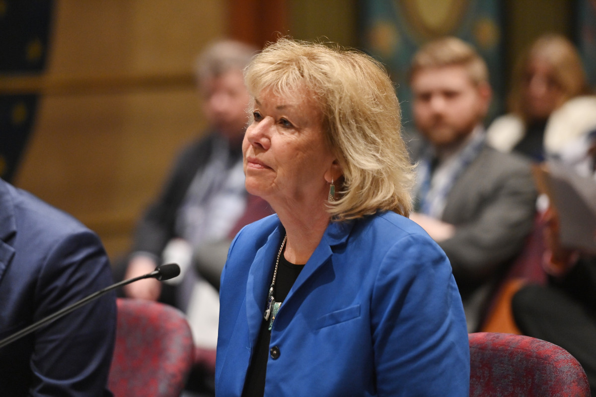 Senator Morrison sitting in a committee hearing.